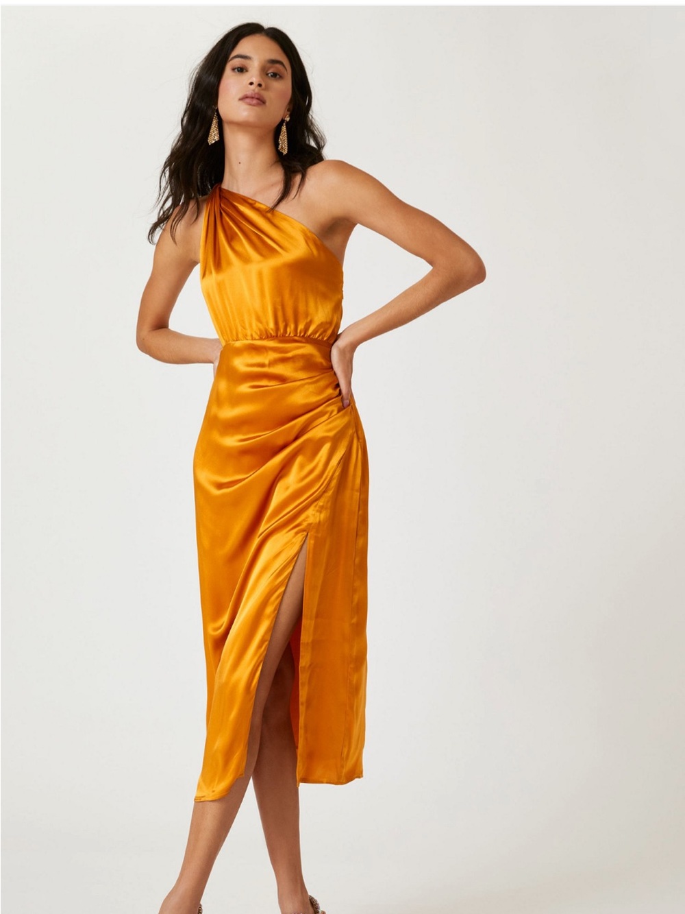 Anthropologie One-Shoulder Silk Midi Dress